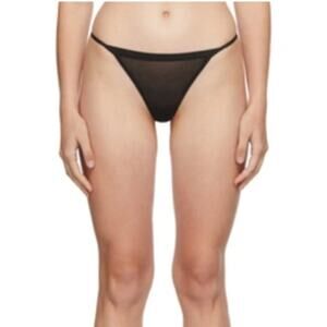 SKIMS Summer Mesh Mid-rise Stretch-mesh Thong In Onyx Size 4X NEW